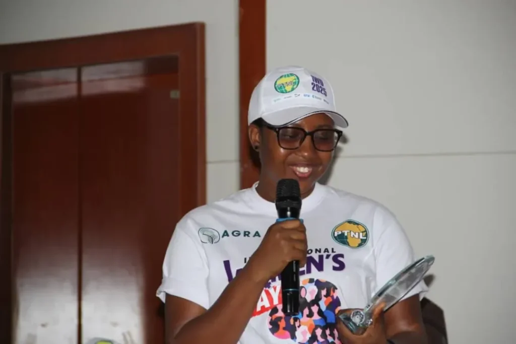 Nyifamu Manzo at a speaking engagement